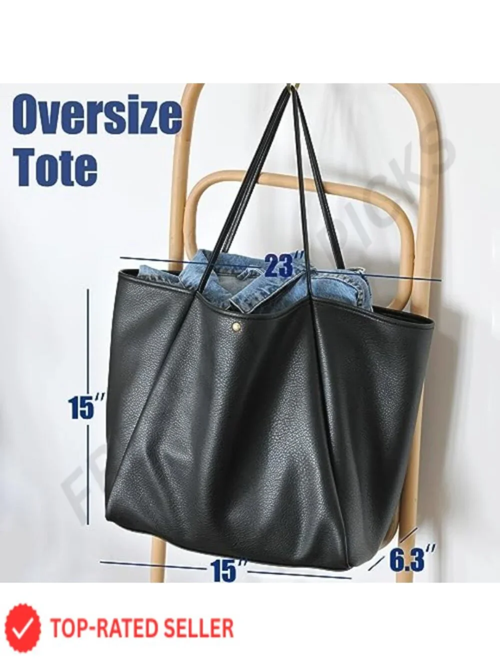 Oversize PU Leather Tote Weekender Travel Bag Shopper Hobo